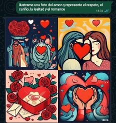 Imágenes realizadas con IA. Corazones, personas y manos.
