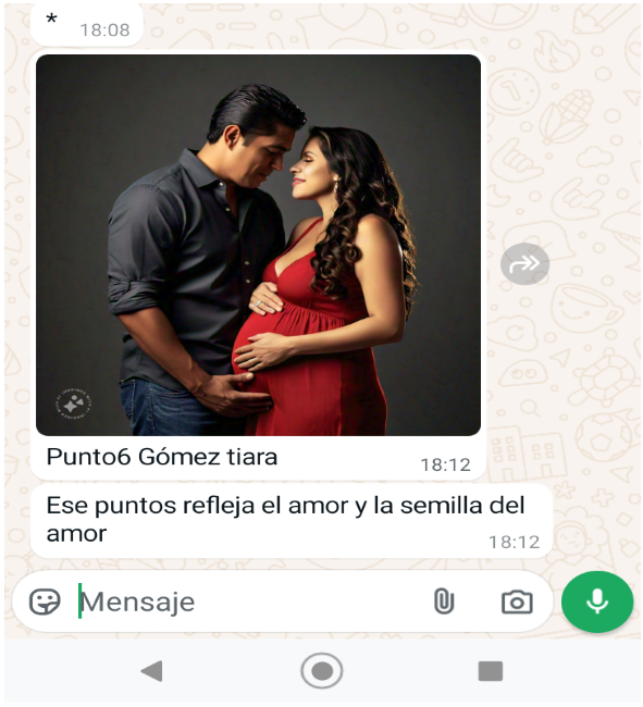 Imagen con IA, una pareja de un hombre y una mujer de la mano. Ella embarazada.